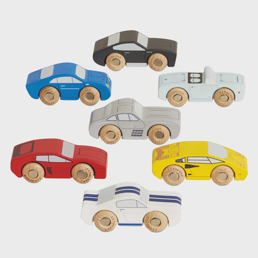 Set Of 6 Sports Car Wooden Art main image 0