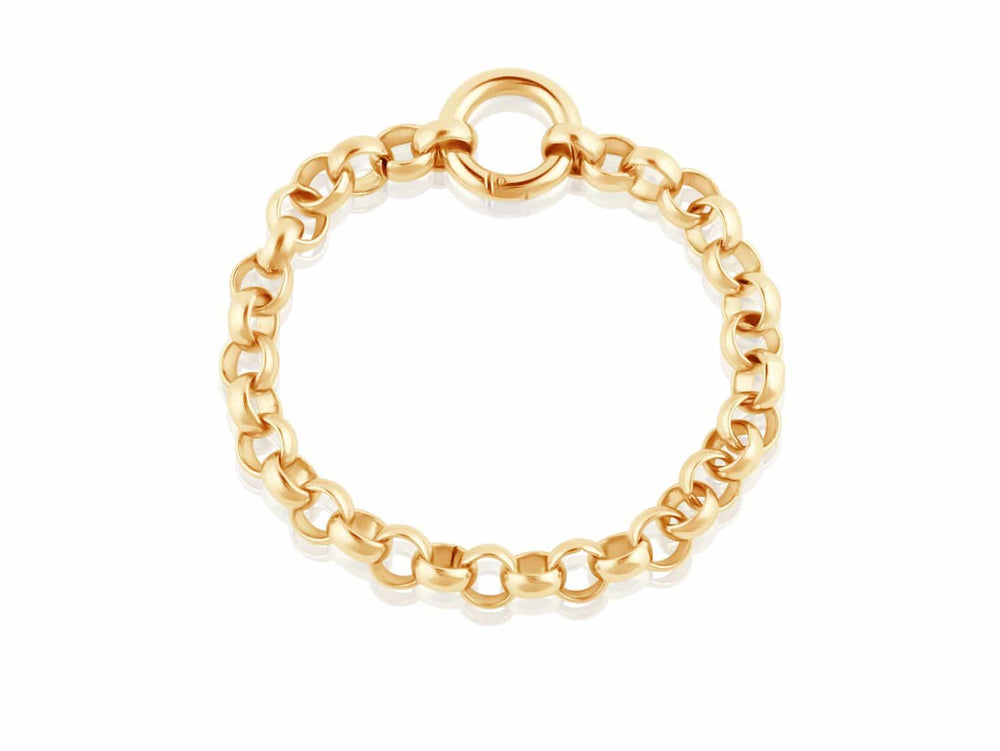 Cornelia Plated Brass Belcher Chain Bracelet With Lock in Gold