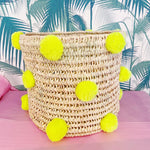 Large Pom Pom Basket : Neon Yellow