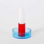 Duo Tone Glass Candle Holder- Blue/Red