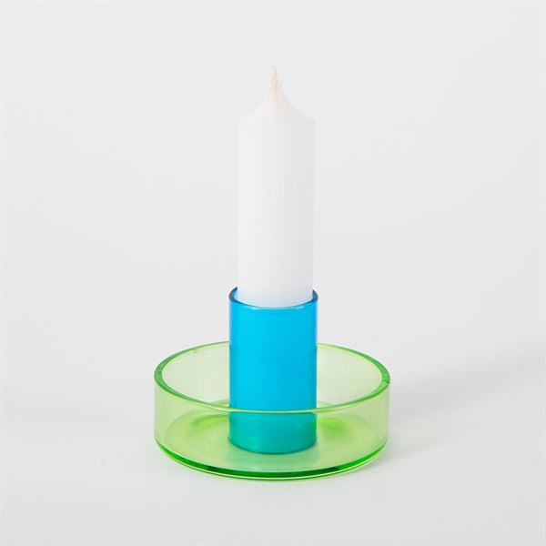 Duo Tone Glass Candle Holder- Green Blue