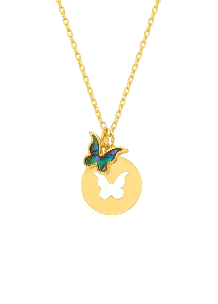 Abalone Butterfly Necklace - Gold Plated