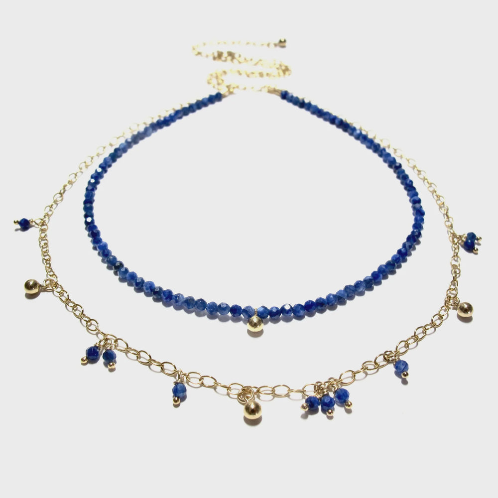 Tiny Lapis Lazuli Beads Double Necklace