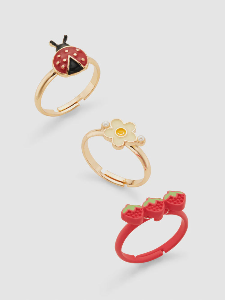 Strawberry Adjustable Ring Set