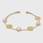 Apollo Faceted Doublet and Ornate Disc Bracelet- Mother of Pearl