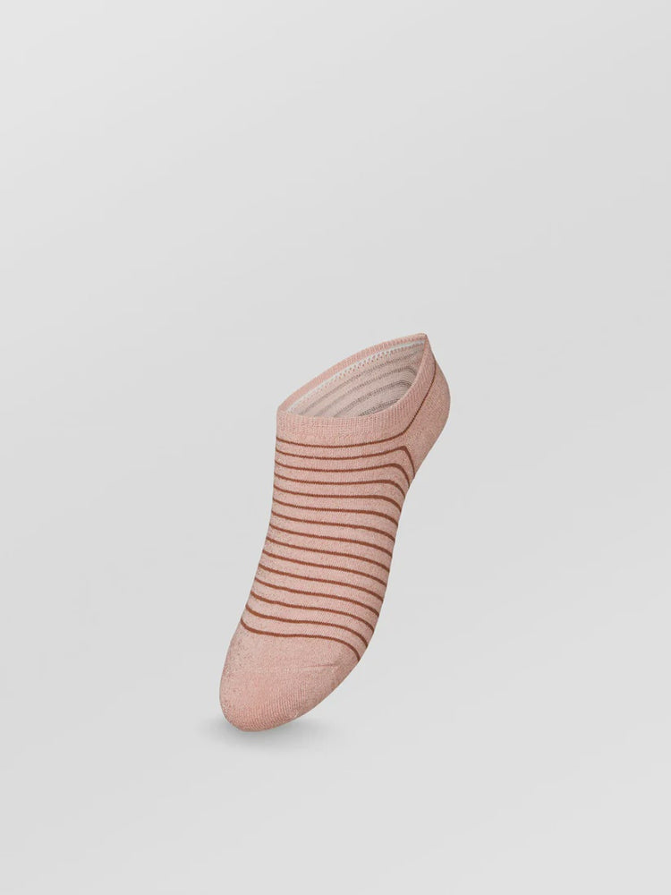 Stripe Glitter Sneakie Sock- Peach Whip Pink 37/39
