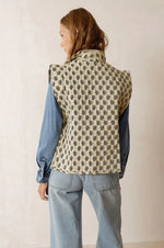 Quilted Black & Beige Waistcoat