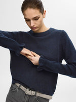 Lulu Knitwear Ruffle Jumper- Dark Sapphire