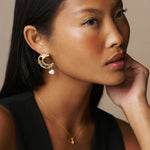 Molten Moon & Pearl Drop Statement Earrings