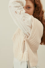 Song Knitted Poncho- Cream