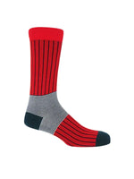 Oxford Stripe Men's Sock- Scarlet