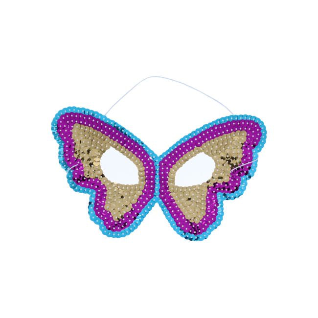 Blue pink gold butterfly mask