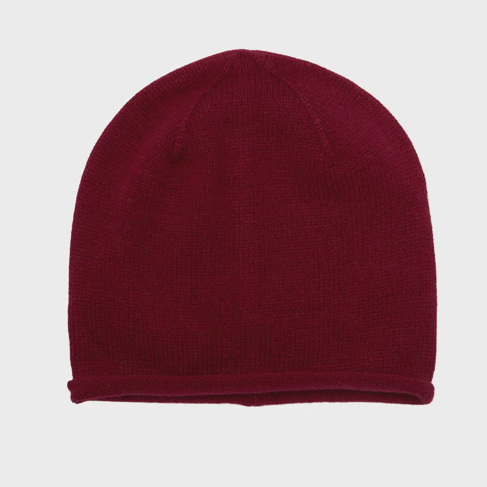 Cashmere Plain Knit Beanie - Plum