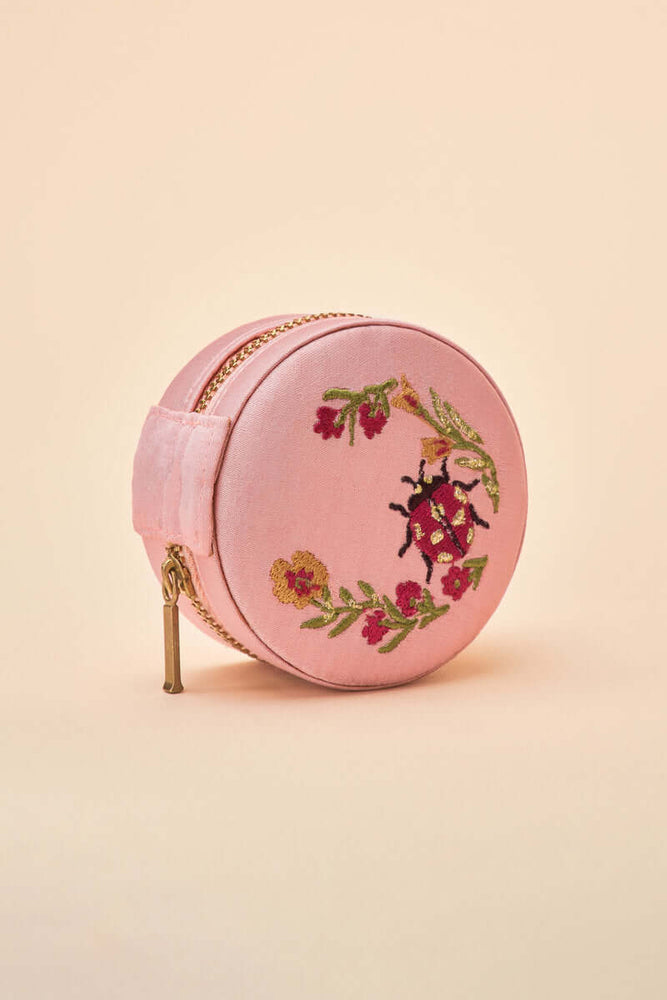 Mini Round Jewellery Box - Ladybird in Rose