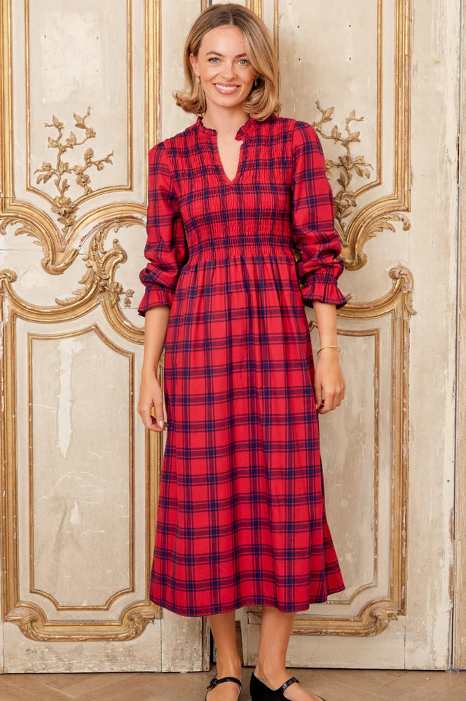 Laura Brushed Cotton Checked Dress