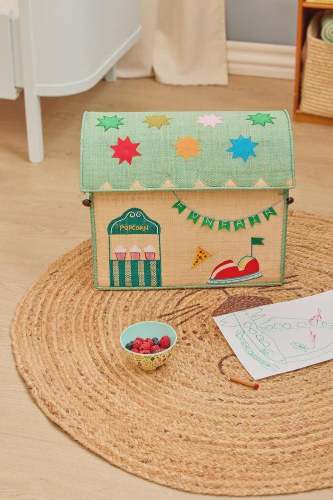 Medium Blue Fun Fair Raffia Play & Toy Storage Basket