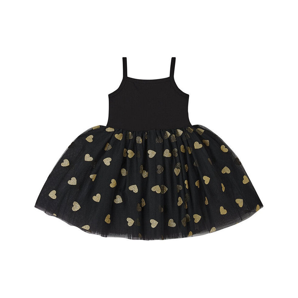 Black & Gold Glitter Heart Dress