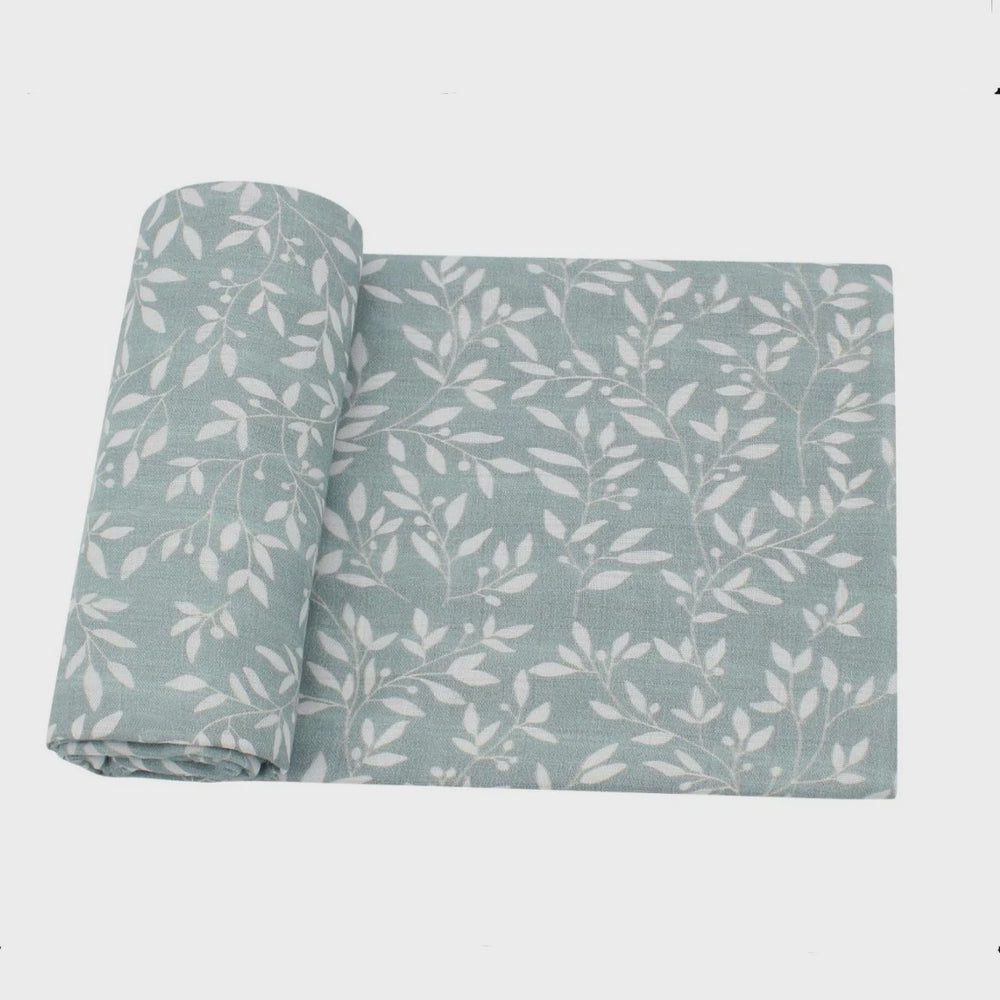 Patterned Green Bamboo Swaddle blanket