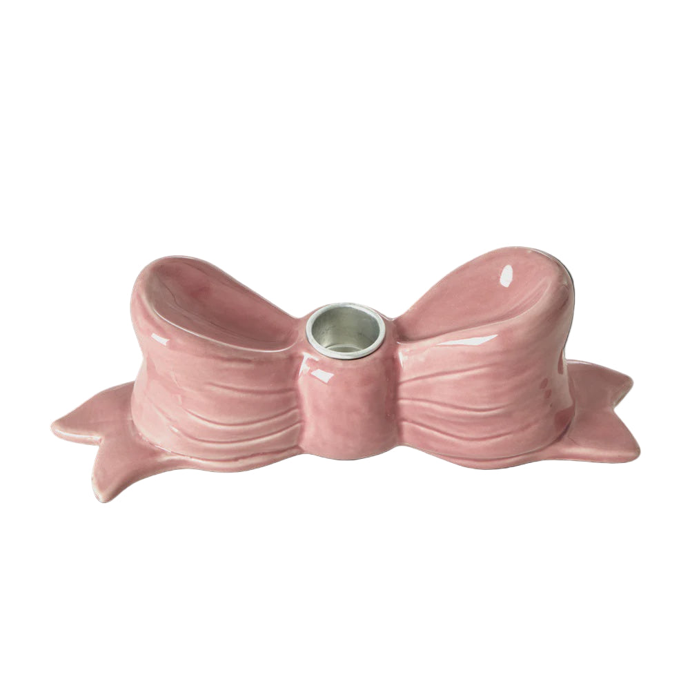 Large Bow Ceramic Candle Holder - Pink