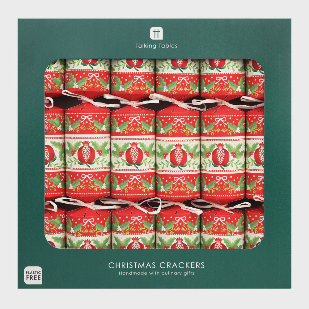 Red Folk Christmas Crackers - 6 Pack
