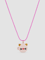 Pink Cat Face Locket Necklace