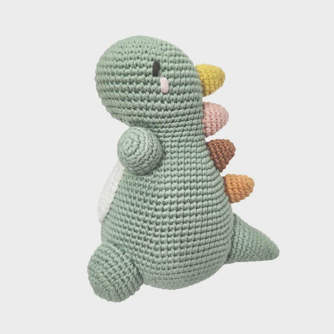 Crochet Baby Dino Rattle – Indian Summer London
