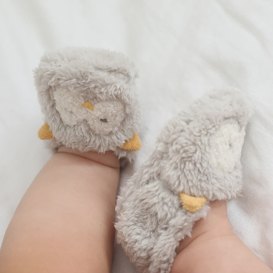 Olsen Owl Fur Booties in Organza Bag