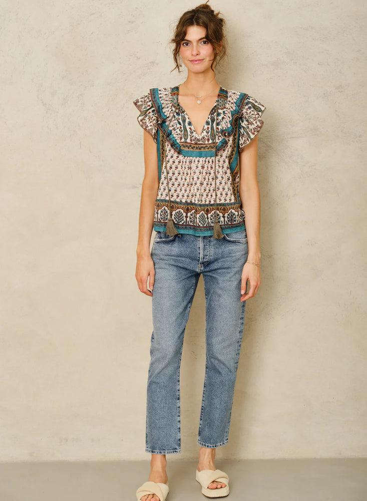Devi Print Frill Top- Multi