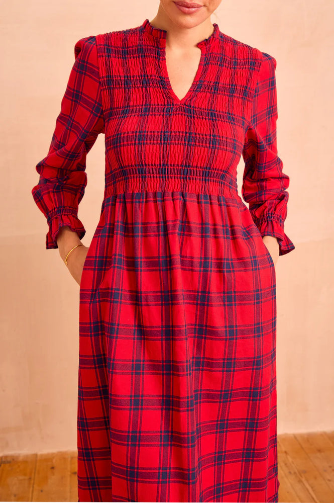 Laura Brushed Cotton Checked Dress