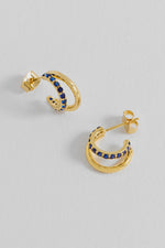 Pave Curl Hoops blue