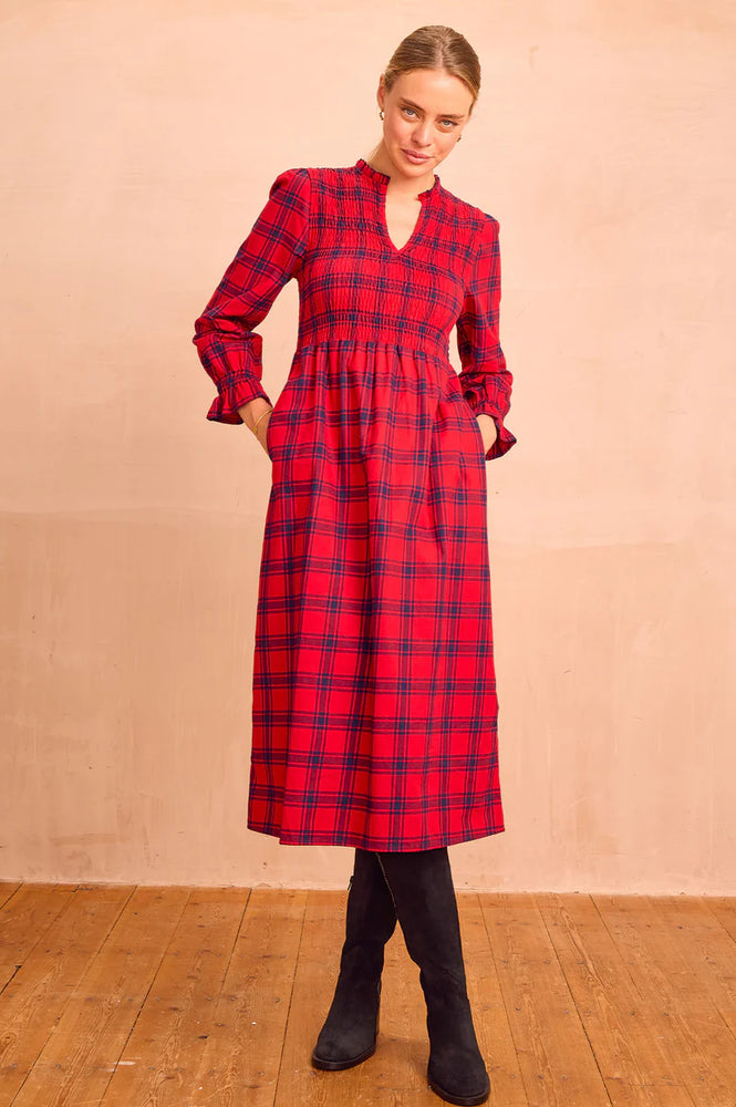 Laura Brushed Cotton Checked Dress