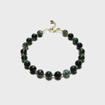 Moss Agate Bubblegum & Gold Beads Bracelet