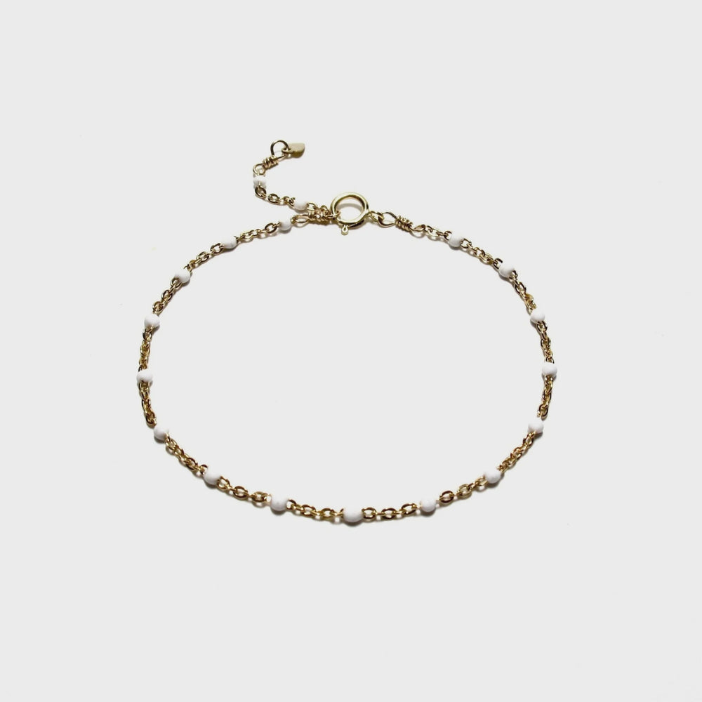 White Enamel Satellite Chain Bracelet