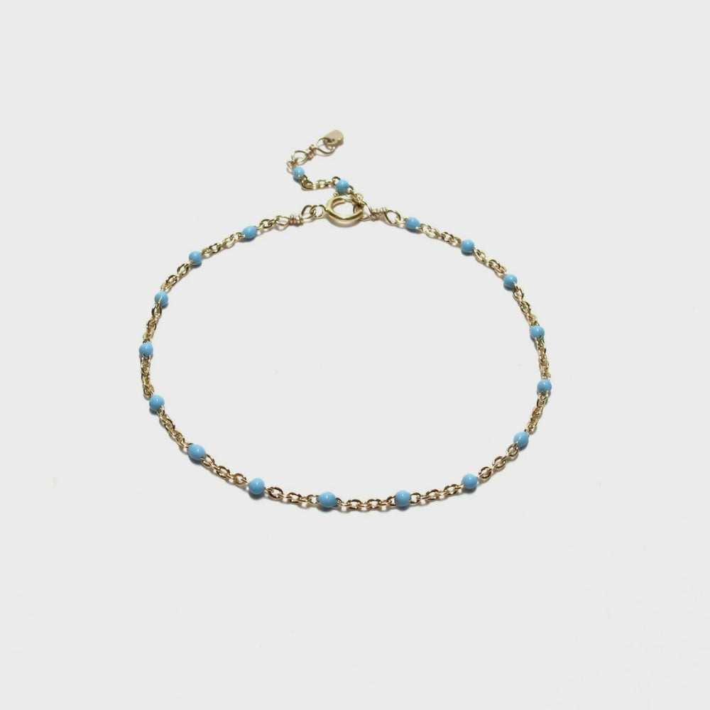 Turquoise Enamel Satellite Chain Bracelet