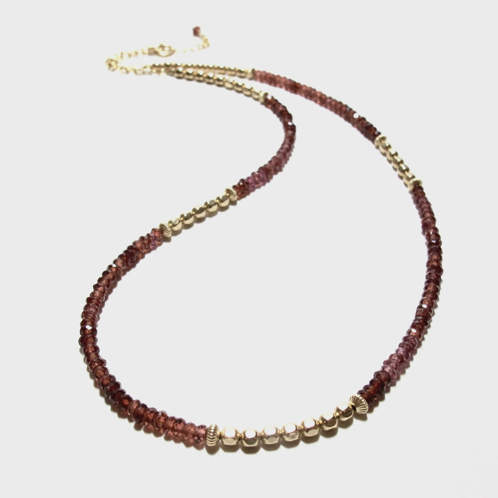 Garnet Gemstone & Gold Beads Stone Necklace