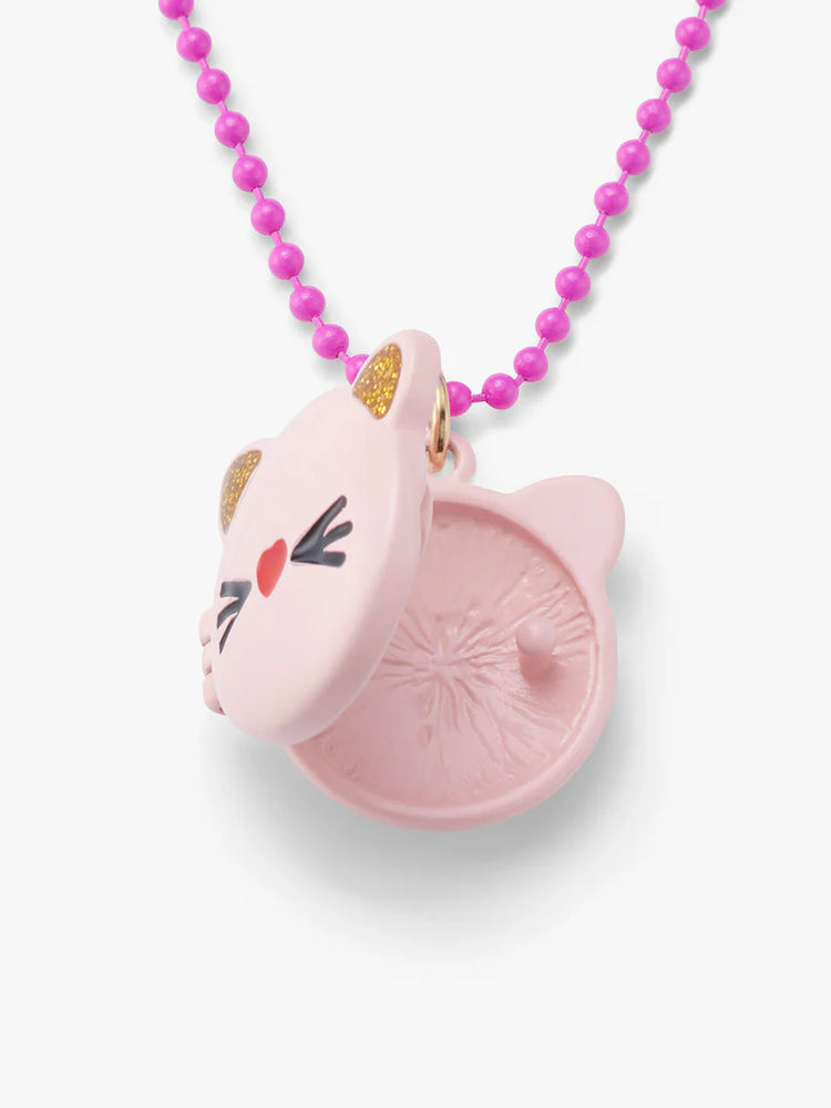 Pink Cat Face Locket Necklace