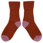 Unisex Rust & Pink Recycled Silk Blend Chunky Socks