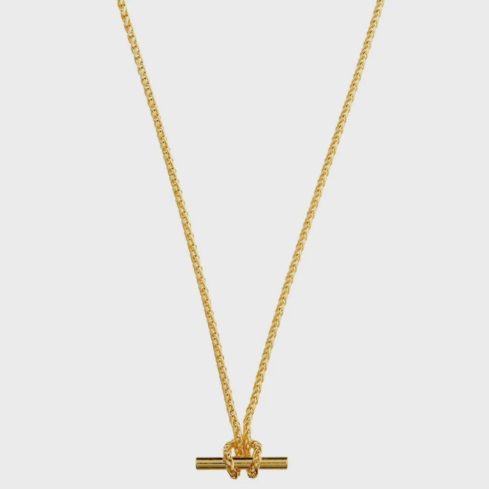 T-Bar Chain Knot Necklace - Gold