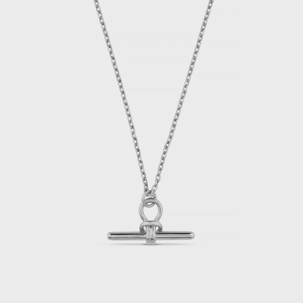 Dainty T-Bar Knot Necklace - Silver