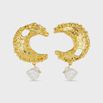 Molten Moon & Pearl Drop Statement Earrings