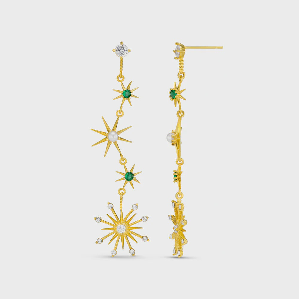 Statement Mixed Starburst Drop Earrings