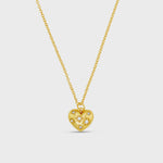 Crystal Starburst Heart Charm Necklace