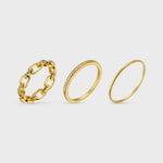 Pave Chain Link Stacking Ring Set