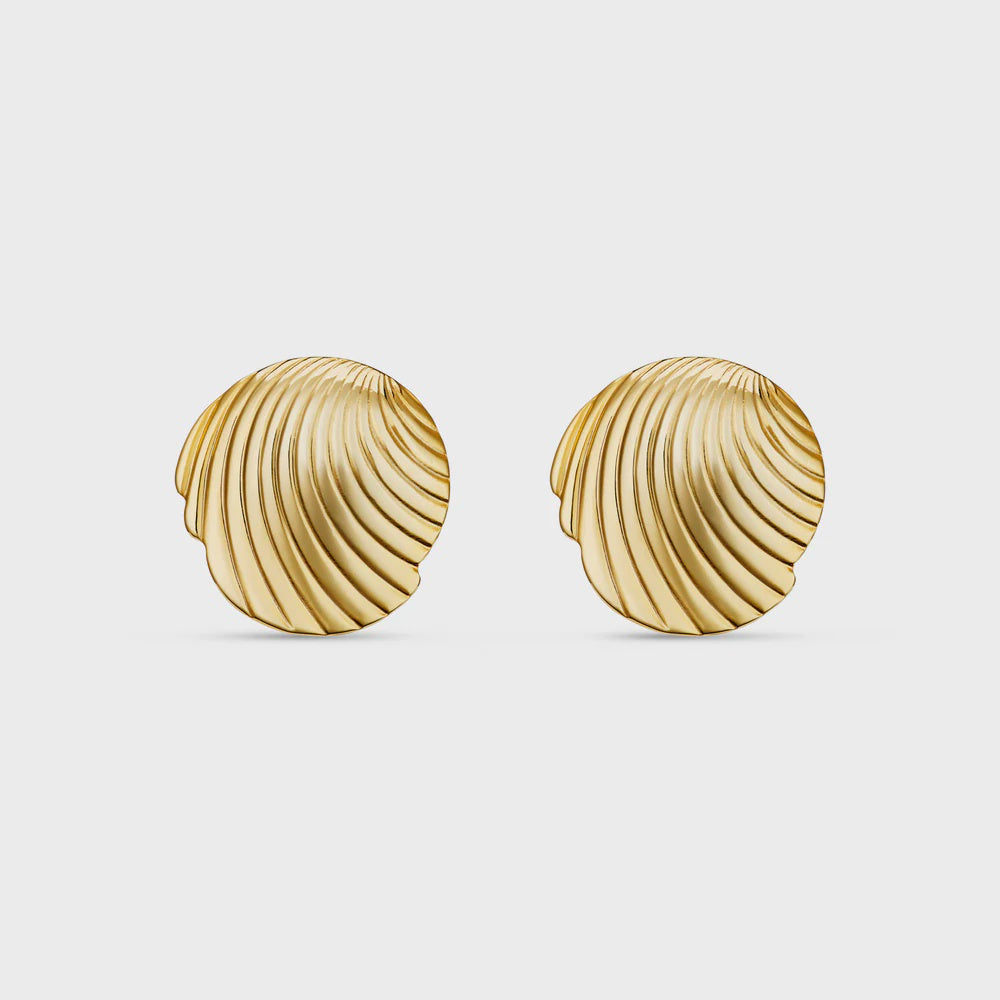Statement Scallop Coin Stud Earrings