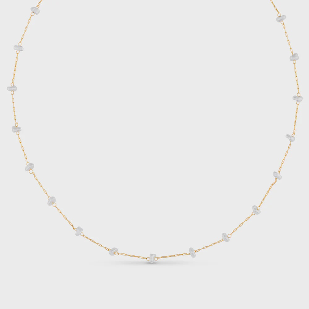 Pearl Stationed Chain Necklace