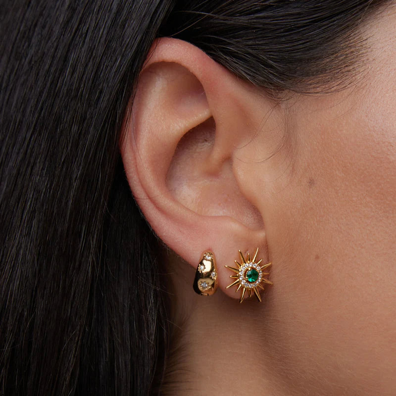 Large Emerald Starburst Stud Earrings
