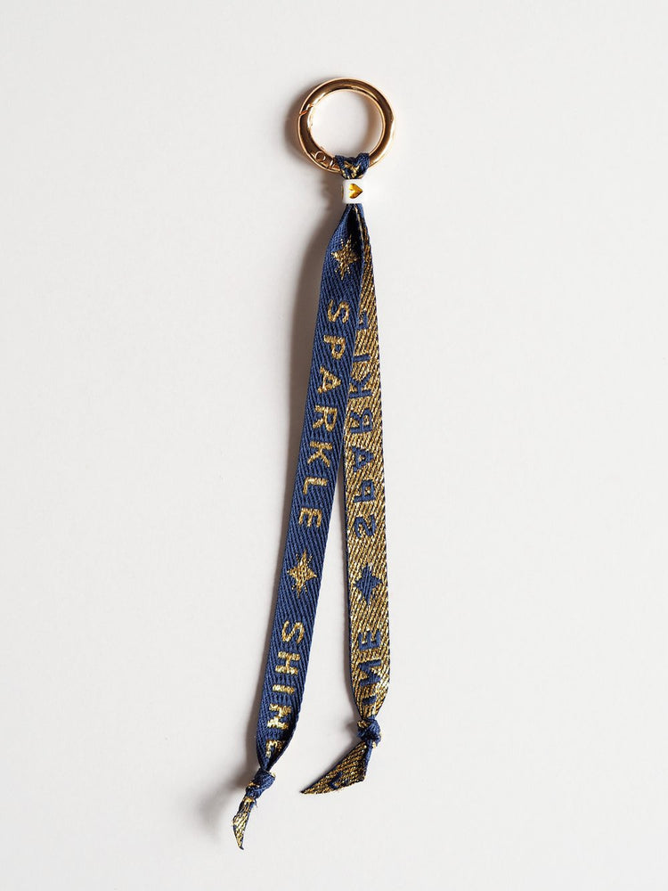 Metallic Key Ring Navy and Gold