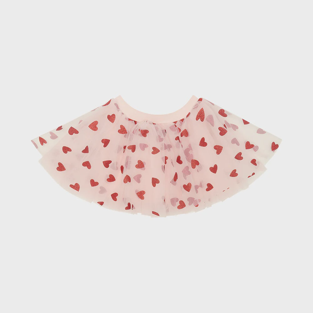 Pale Pink Tutu with Red Glitter Hearts