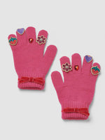 Pink Bow Patch Knit Gloves