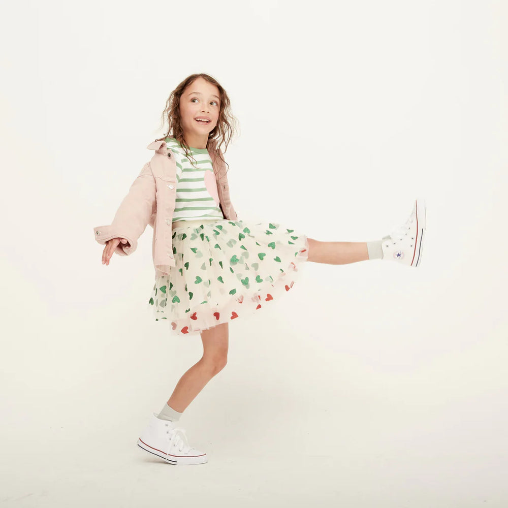 Pale Pink Tutu with Red Glitter Hearts